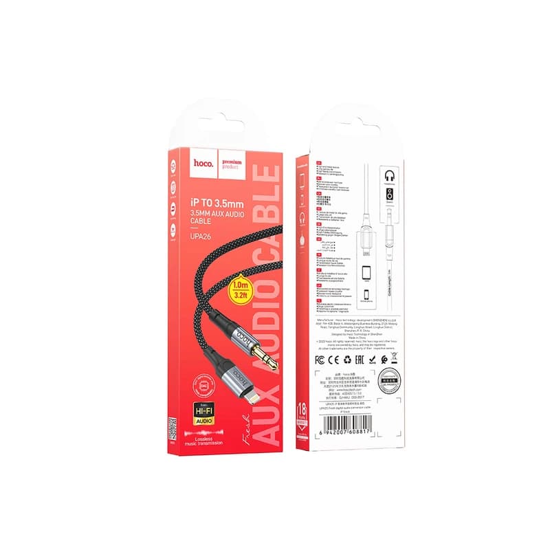 کابل تبدیل لایتنینگ به جک 3.5 میلی متری هوکو مدل UPA26 طول 1 متر کد 9342 — تصویر ۶