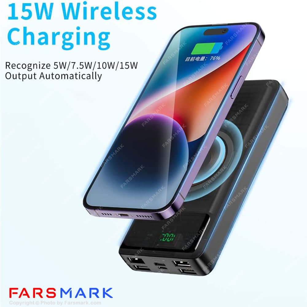 پاوربانک اصلی کانفلون Konfulon M17W 20000mAh 22.5W وایرلس — تصویر ۳