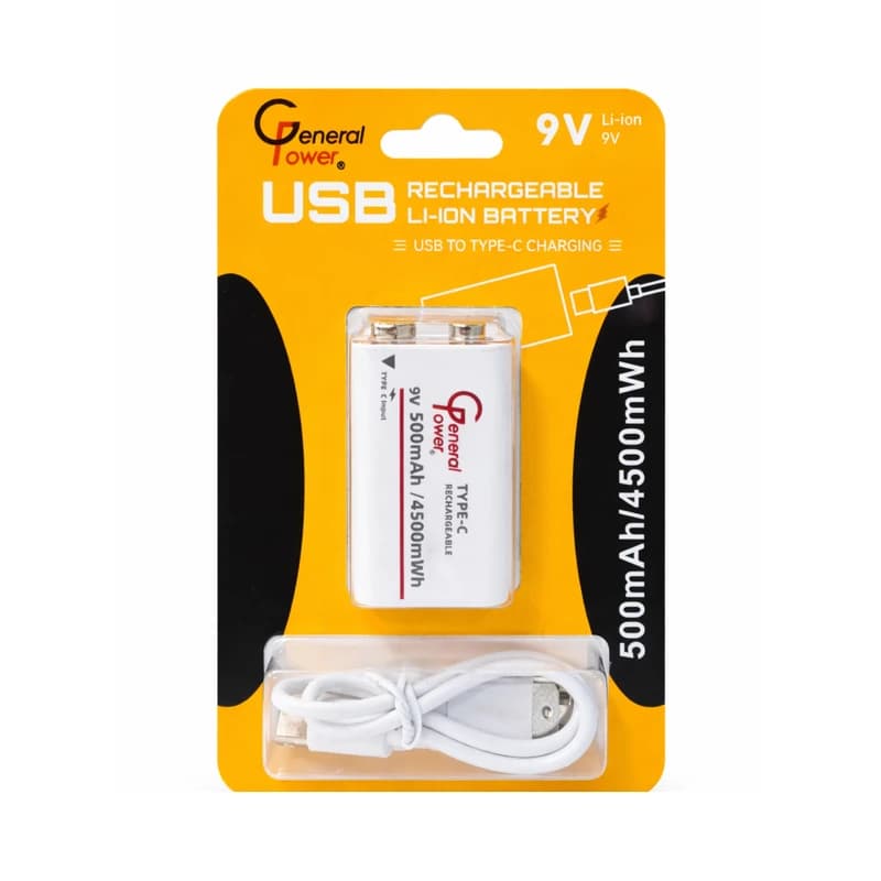 باطری کتابی قابل شارژ جنرال پاور مدل 9V-USB-TYPE C کد 9420
