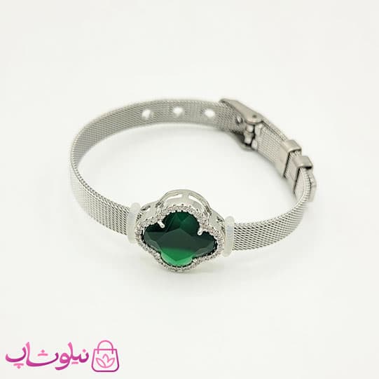 دستبند دخترانه ونکلیف طرح بند ساعت طلایی نقره ای کد 212