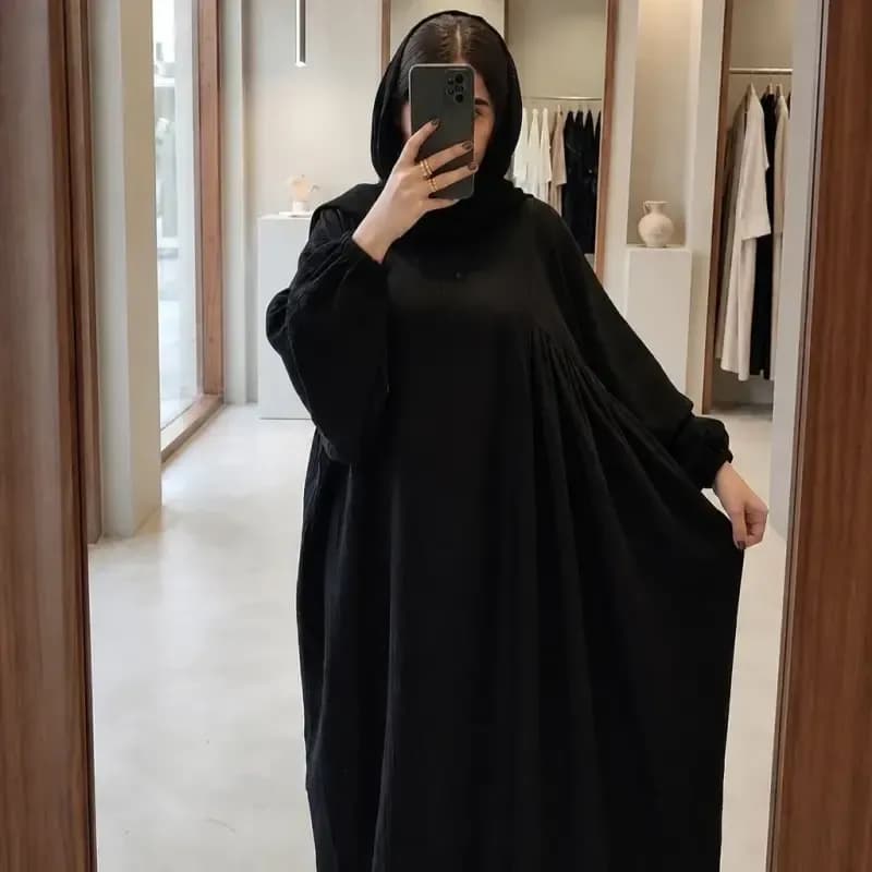 عبا زنانه مدل جمانه جنس شانتون صوفیا فری سایز — تصویر ۶