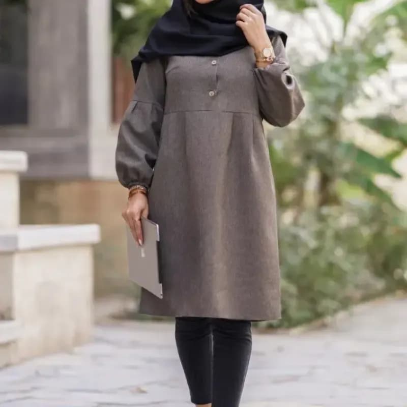 مانتو زنانه مدل شادی جنس پرشیا سایز 1 و 2 رنگ مشکی طوسی نسکافه ای سرمه ای — تصویر ۵