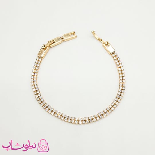 دستبند دخترانه ژوپینگ طرح تنیسی طلایی دولاین کد 4991 — تصویر ۲