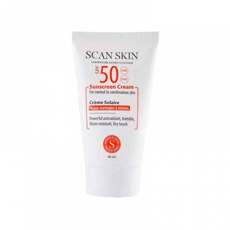 کرم ضد آفتاب SPF50 بی رنگ پوست نرمال تا مختلط اسکن اسکین 40 میلی لیتر