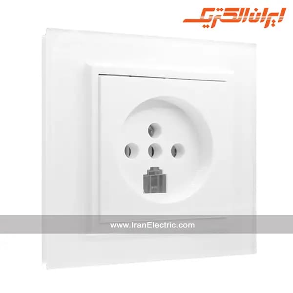 پریز تلفن دوکاره پلکسی سفید