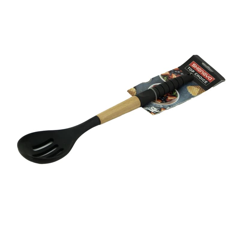ملاقه شنگیا مدل شیاردار دسته چوبی کد k10031