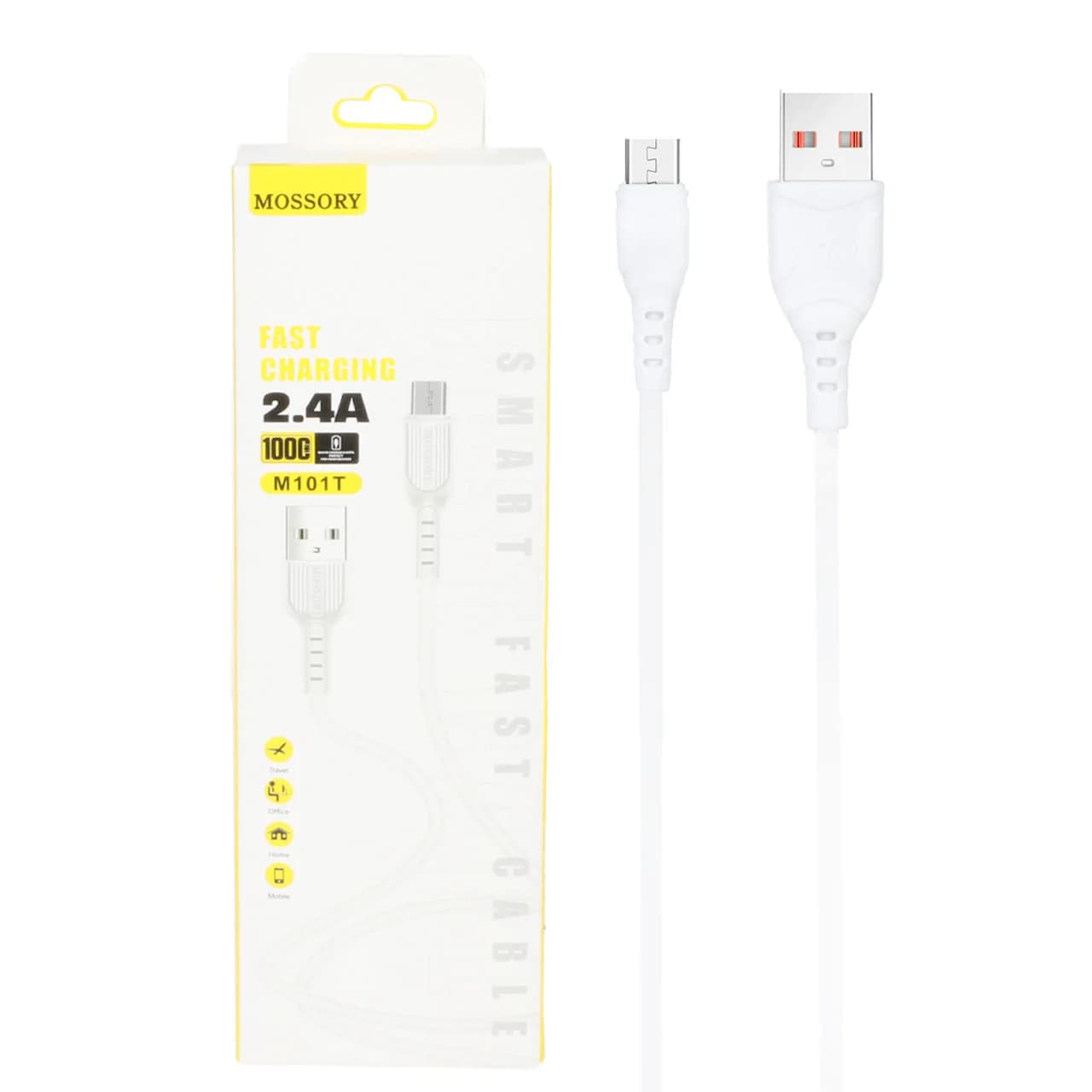 کابل شارژ فست اندروید MOSSORY مدل M101V – سفید – DST (گارانتی شش ماهه)