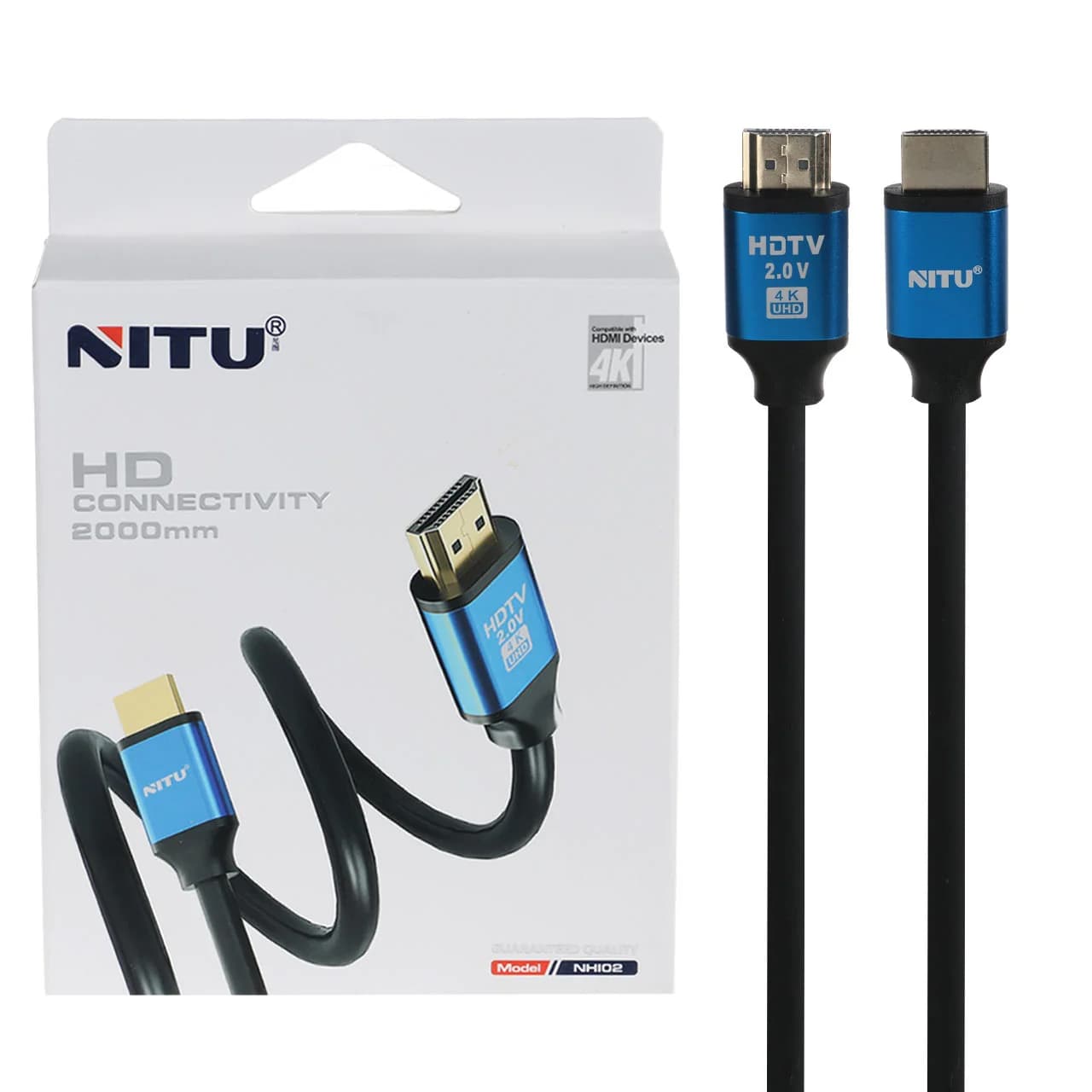 کابل 2 متری NITU HDMI مدل NHI02 – مشکی (گارانتی 18 ماه تعویض نیکان همراه)