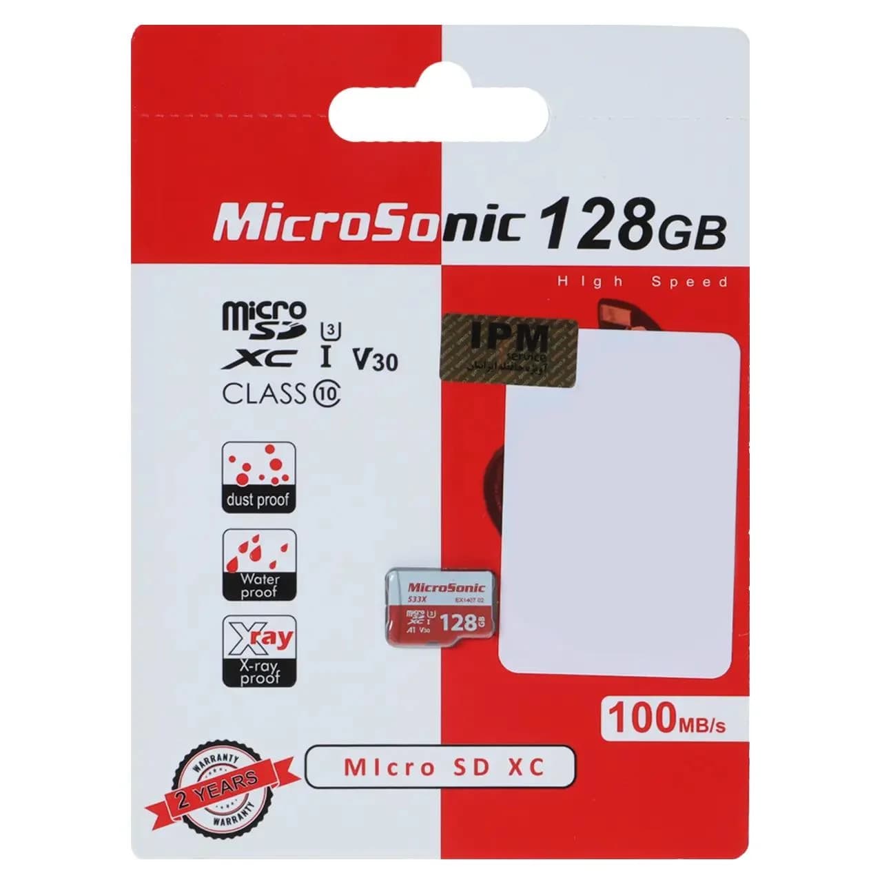 کارت حافظه Microsonic MicroSDXC مدل 533X کلاس U3 / 10 سرعت 100MB/s ظرفیت 128 – (گارانتی IPM)