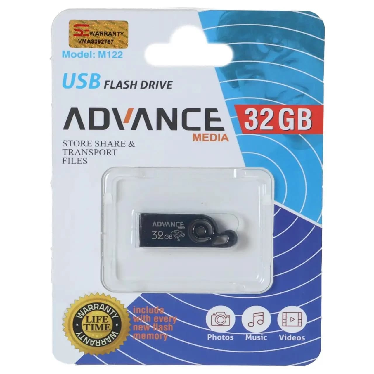 فلش مموری Advance Media مدل M122 USB2.0 ظرفیت 32GB – مشکی