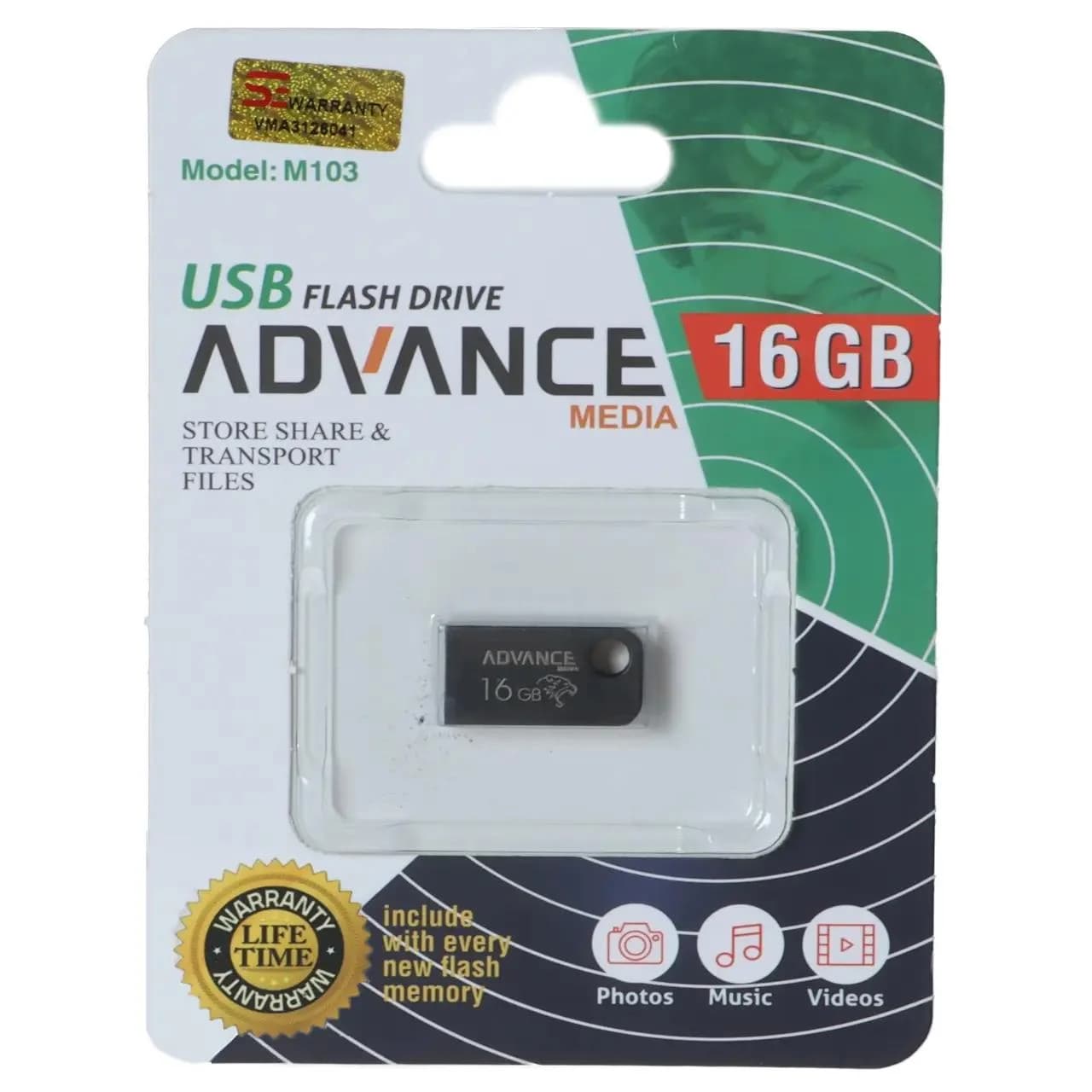 فلش مموری Advance Media مدل M103 USB2.0 ظرفیت 16GB – مشکی