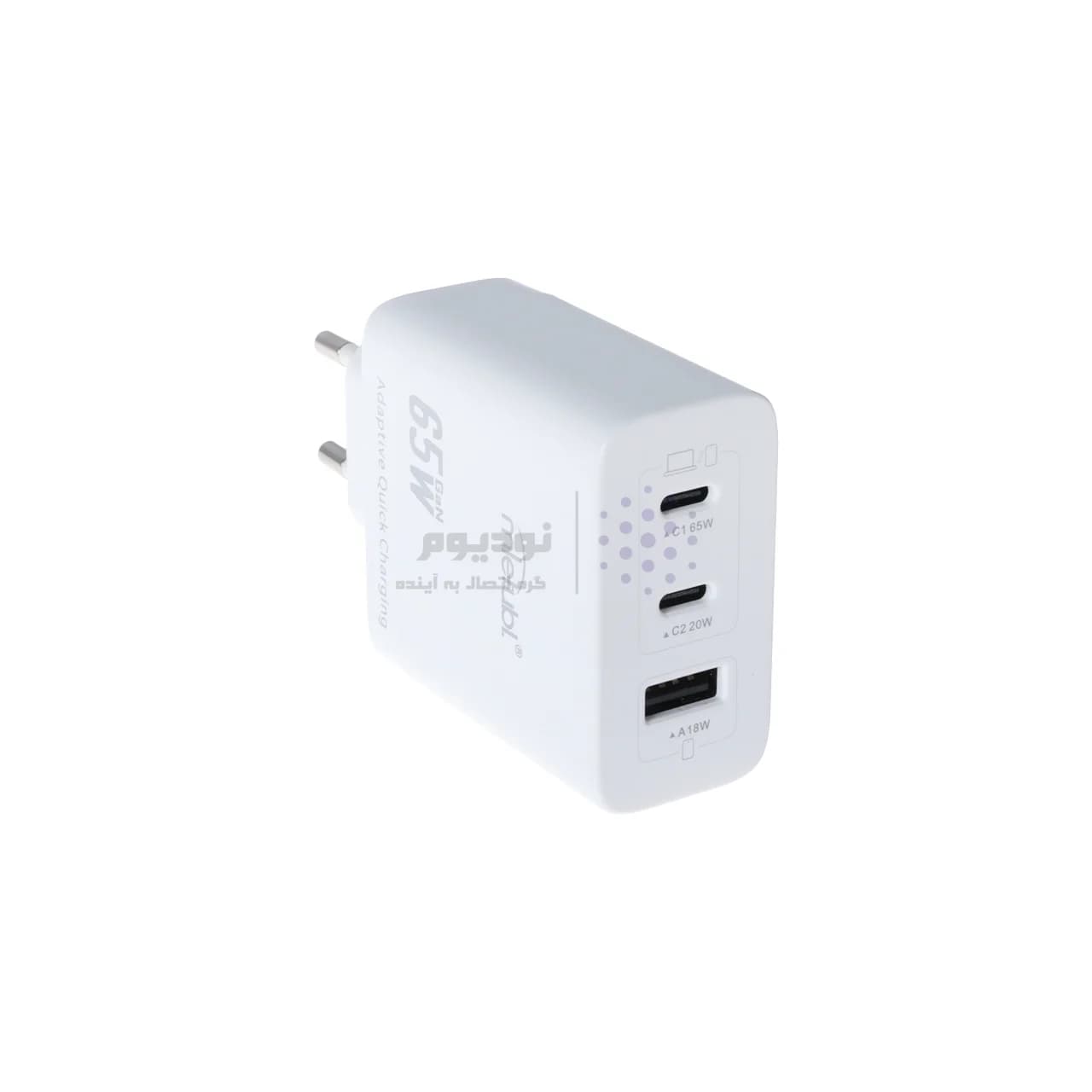 شارژر دیواری PD و فست سه پورت Mietubl مدل MTB-CS07E 65W به همراه کابل شارژ Type-C To Type-C – سفید (گارانتی شش ماهه AZR) — تصویر ۳