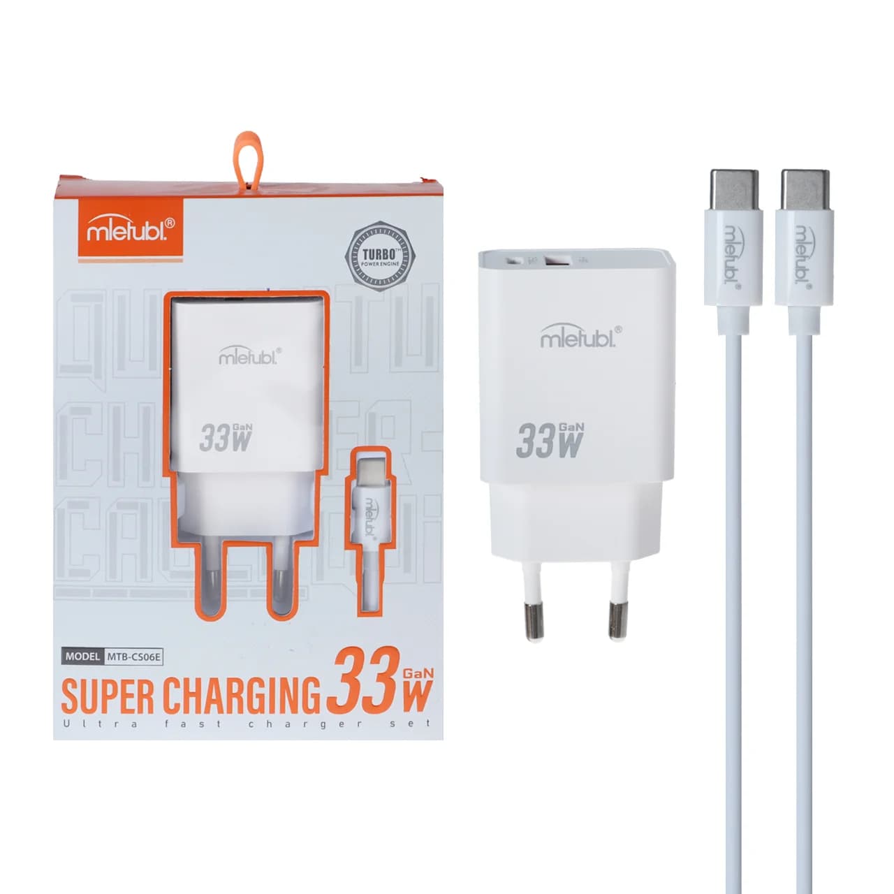 شارژر دیواری فست دو پورت Mietubl مدل MTB-CS06E 33W به همراه کابل شارژ Type-C To Type-C – سفید (گارانتی شش ماهه AZR)