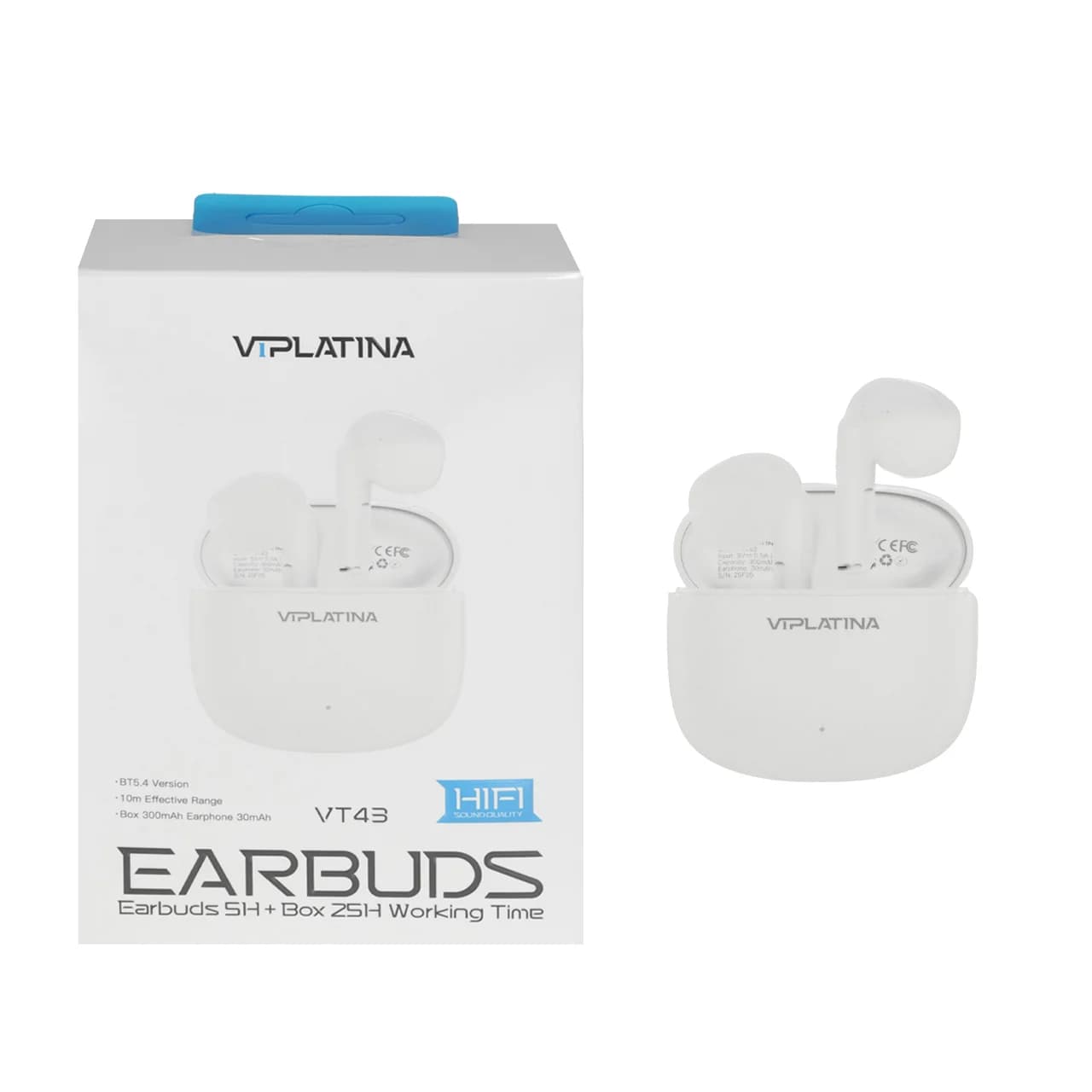 ایرفون بی سیم VIPLATINA مدل VT43 – سفید (گارانتی 18 ماه تعویض نیکان همراه)