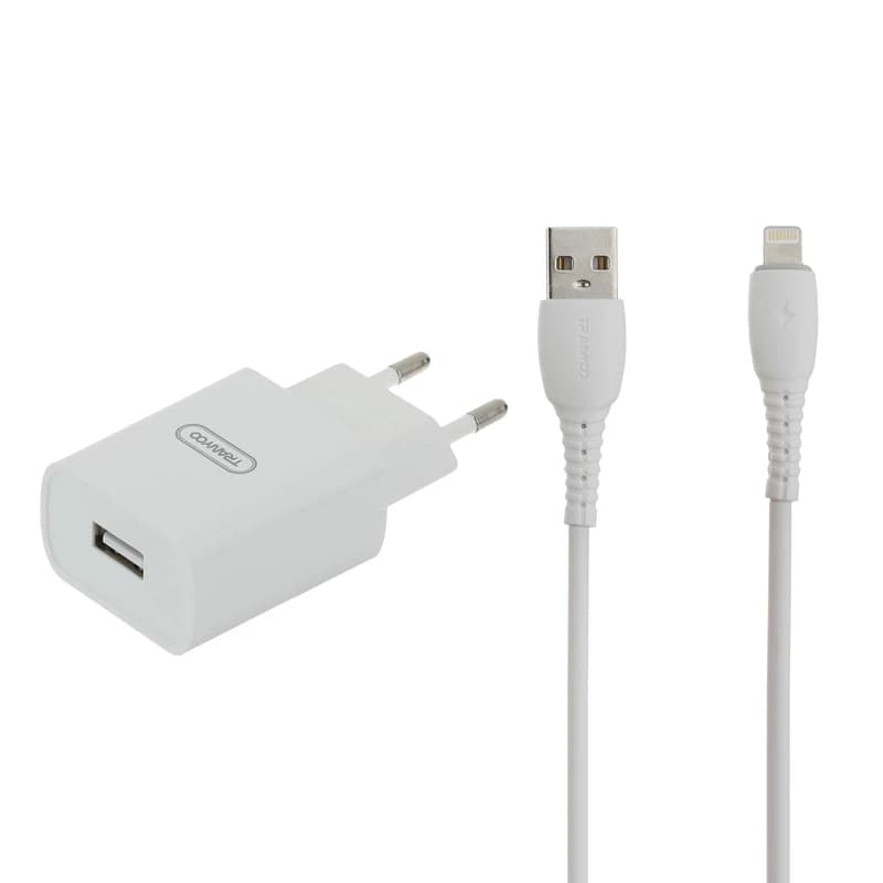شارژر دیواری ترانیو مدل v80 به همراه کابل تبدیل microUSB کد k9089