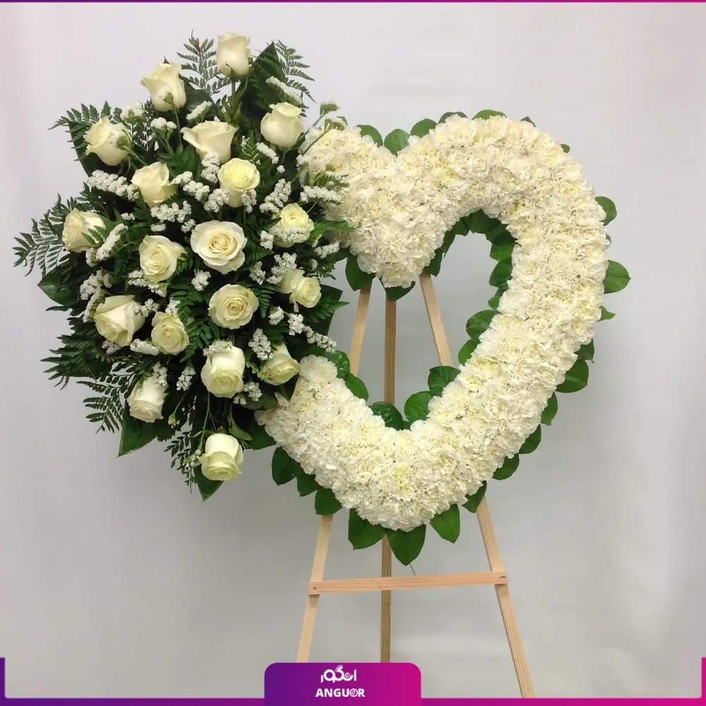 تاج گل قلبی رز و میخک