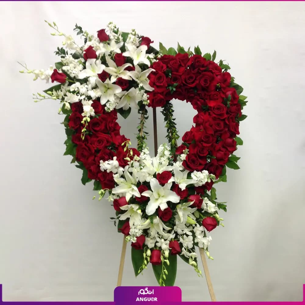 تاج گل تبریک قلب (لیلیوم – رز – مریم)