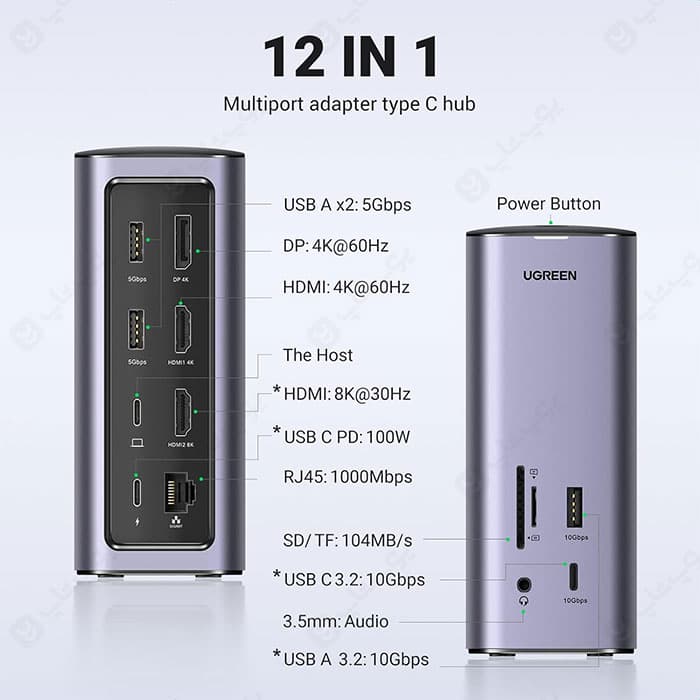داک استیشن 12 پورت یوگرین مدل CM555 90325 — تصویر ۲