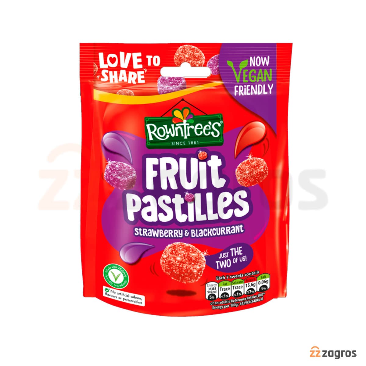پاستیل توت فرنگی و انگور فرنگی راونتریز مدل Fruit Pastilles وزن 143 گرم