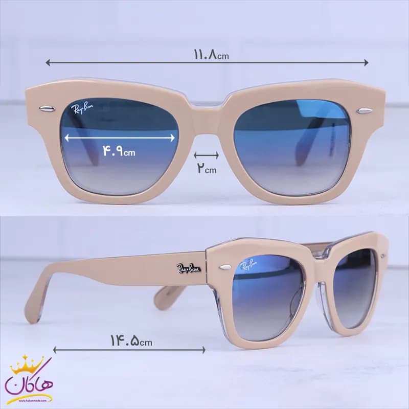 عینک آفتابی ری بن زنانه فریم ویفرر کرمی RB 2186/1 — تصویر ۲