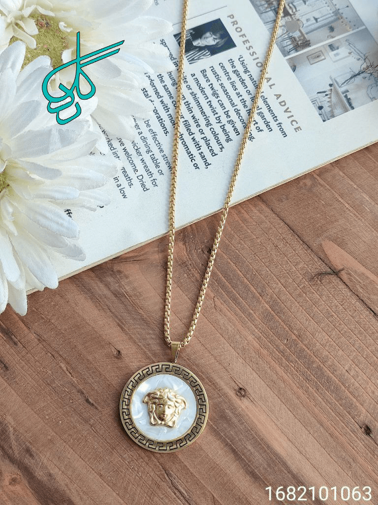گردنبند ورساچ جدید استیل جدید و رنگ ثابت سفید طلایی کد 1515866 — تصویر ۲