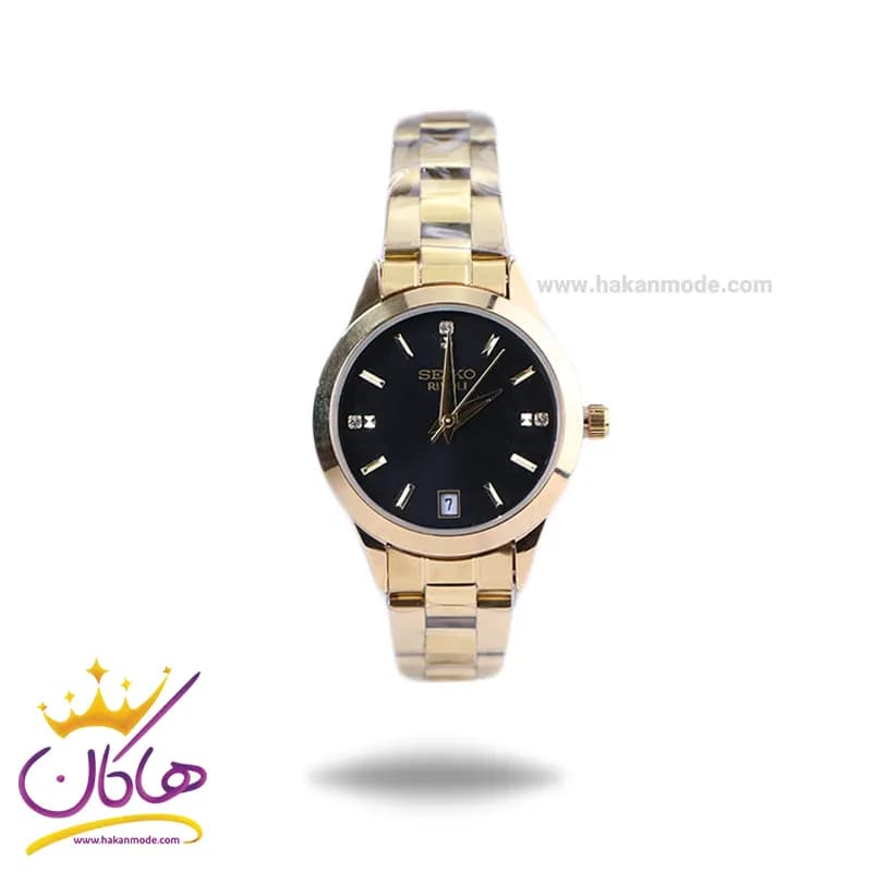 ساعت مچی زنانه سیکو فلزی طلایی صفحه مشکی GN 059/12