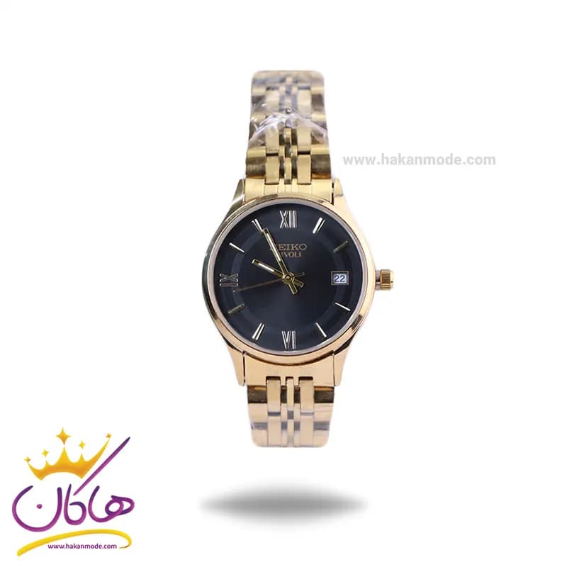 ساعت مچی سیکو زنانه فلزی طلایی صفحه مشکی GN 059/33