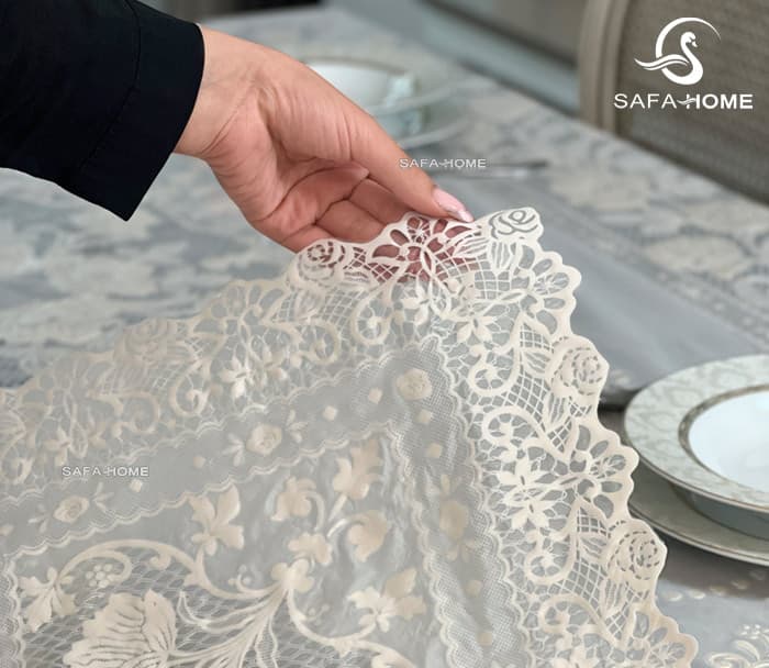 سفره گل برجسته طرح گیپور متوسط 180×130 — تصویر ۵