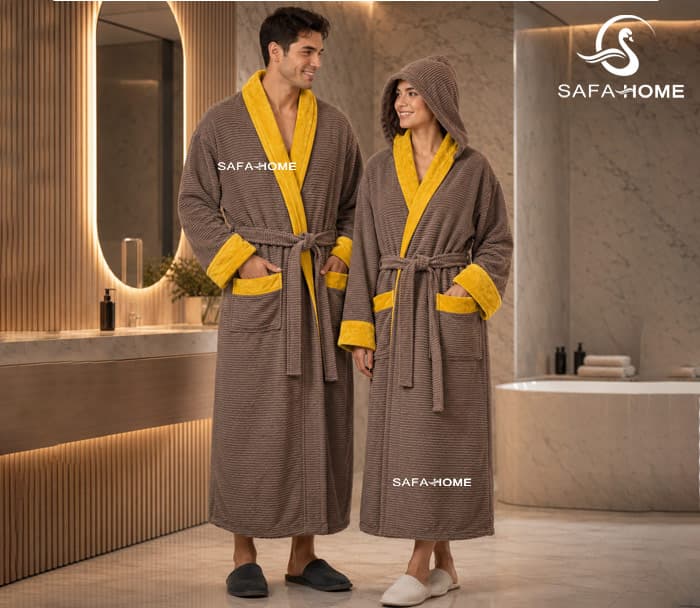 حوله تن پوش قهوه ای زرد برق لامع سایز 135