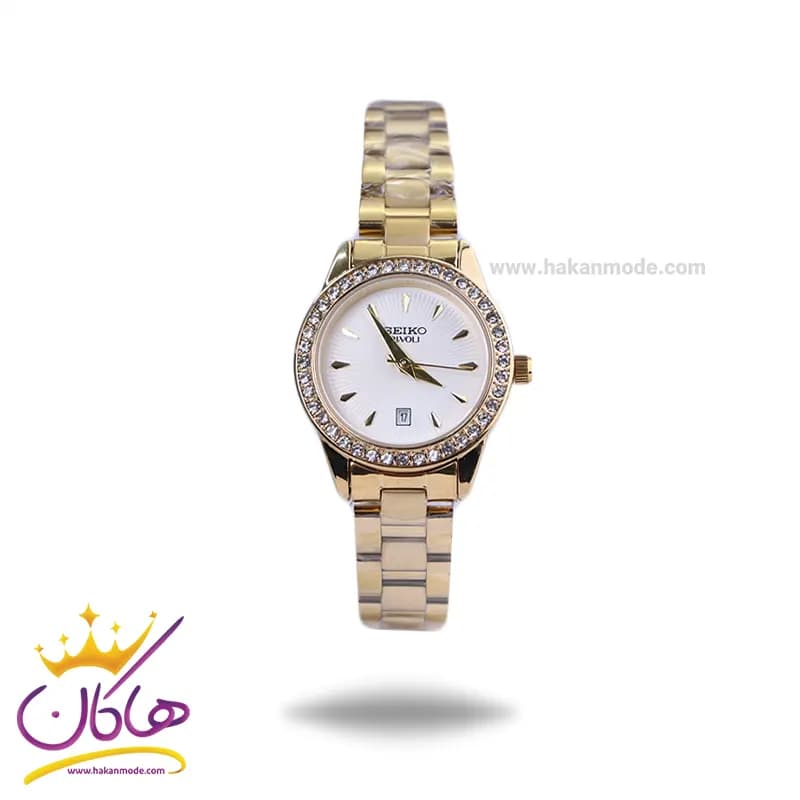 ساعت مچی سیکو فلزی طلایی قاب نگین دار زنانه GN 059/44
