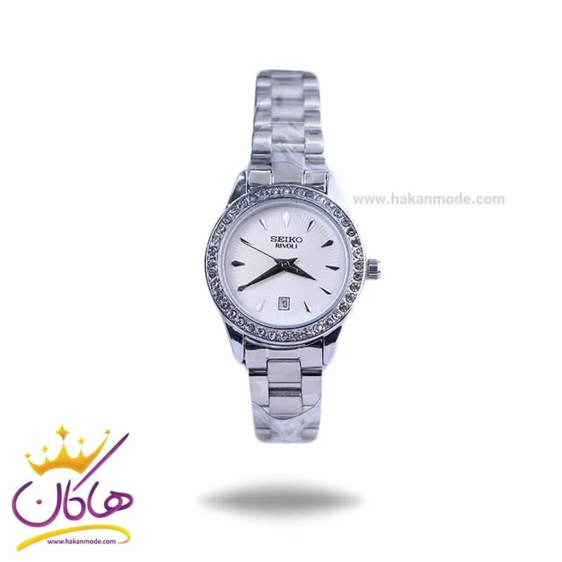 ساعت زنانه سیکو فلزی نقره ای قاب نگین دار GN 059/45
