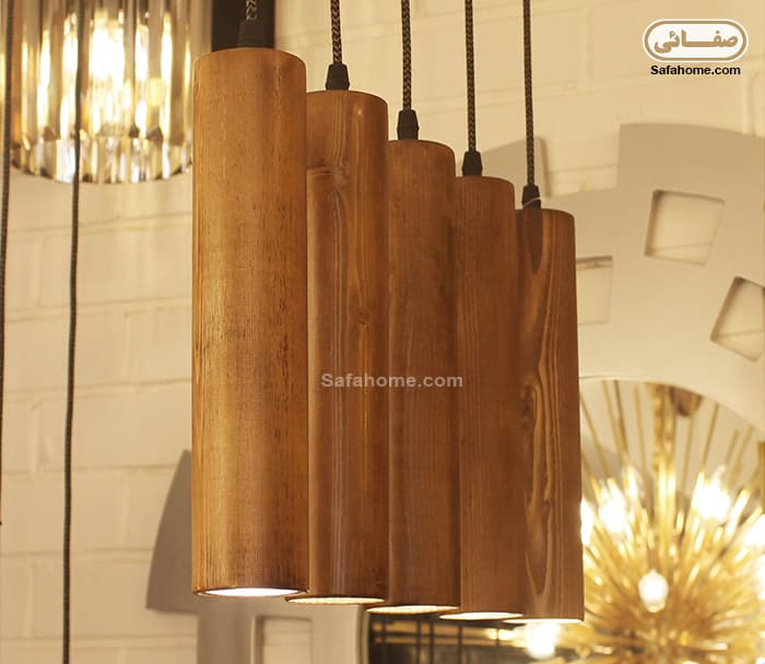 چراغ آویز چوبی انگاره طرح نی — تصویر ۳