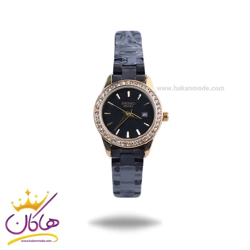 ساعت مچی سیکو فلزی مشکی قاب طلایی زنانه GN 059/46