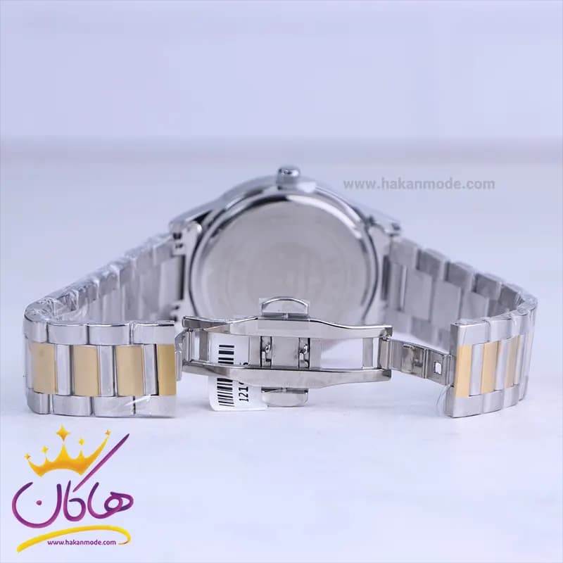 ساعت مردانه سیکو فلزی نقره ای طلایی صفحه مشکی OS 9/45 — تصویر ۲