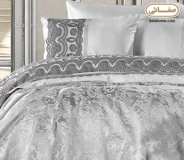 روتختی دو نفره پیکه ۷ تکه طرح منتوا Zebra Casa طوسی — تصویر ۲
