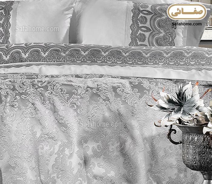 روتختی دو نفره پیکه ۷ تکه طرح منتوا Zebra Casa طوسی — تصویر ۳