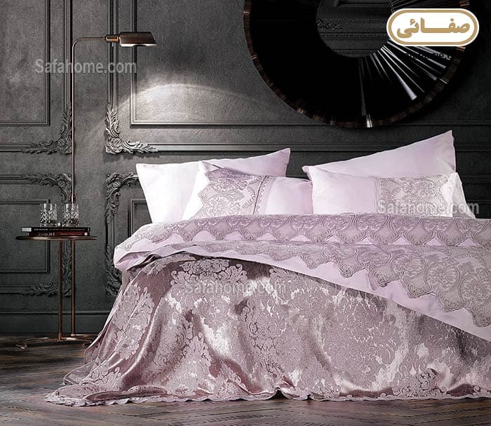 روتختی دو نفره پیکه ۷ تکه طرح کاملیا Zebra Casa صورتی