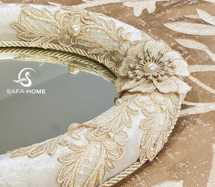 سینی آینه دار تزیینی شیری مرواریدی — تصویر ۲
