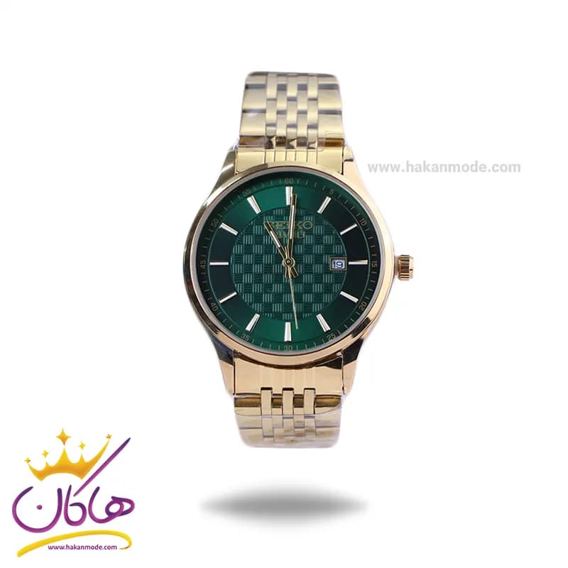 ساعت مچی سیکو فلزی طلایی صفحه سبز مردانه OS 9/35
