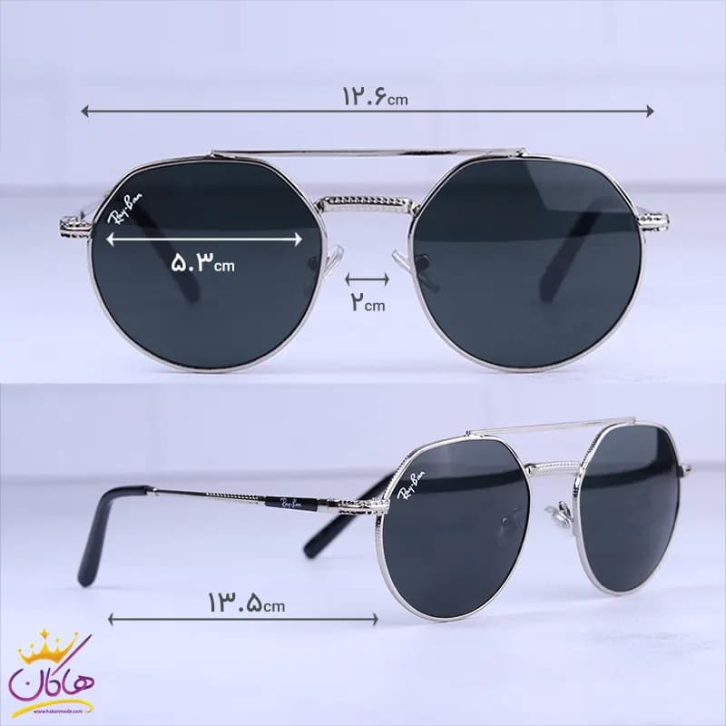 عینک آفتابی مردانه ری بن فریم گرد نقره ای RB 8265/1 — تصویر ۲