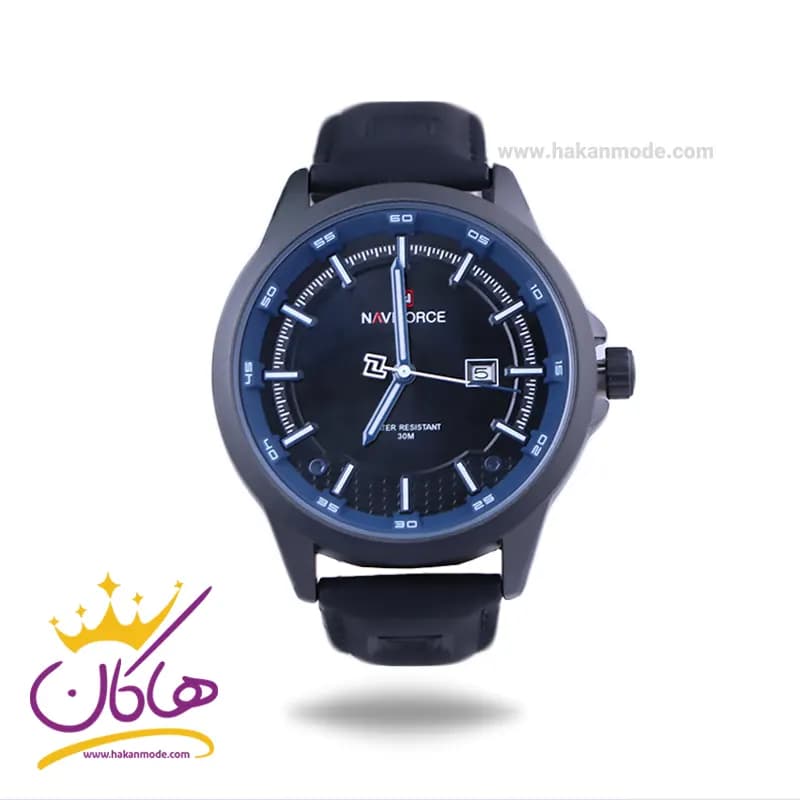 ساعت مچی نیوی فورس مردانه بند چرم مشکی 9248/1