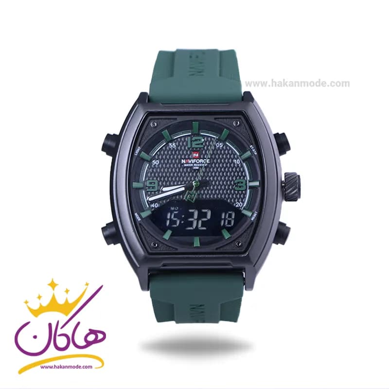 ساعت نیوی فورس مردانه بند رابر سبز دو زمانه 9242/2