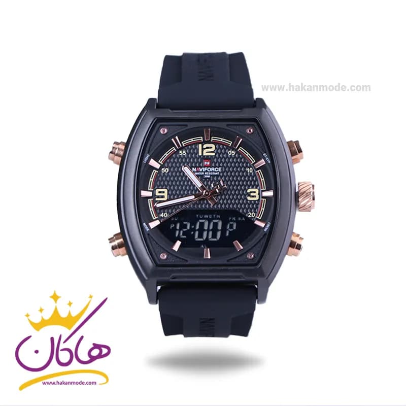 ساعت نیوی فورس مردانه بند رابر مشکی دو زمانه 9242/1