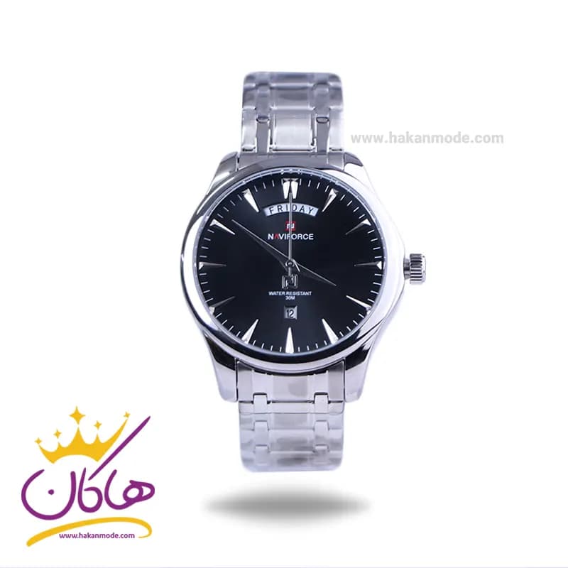 ساعت نیوی فورس مردانه فلزی نقره ای صفحه گرد 9213/2
