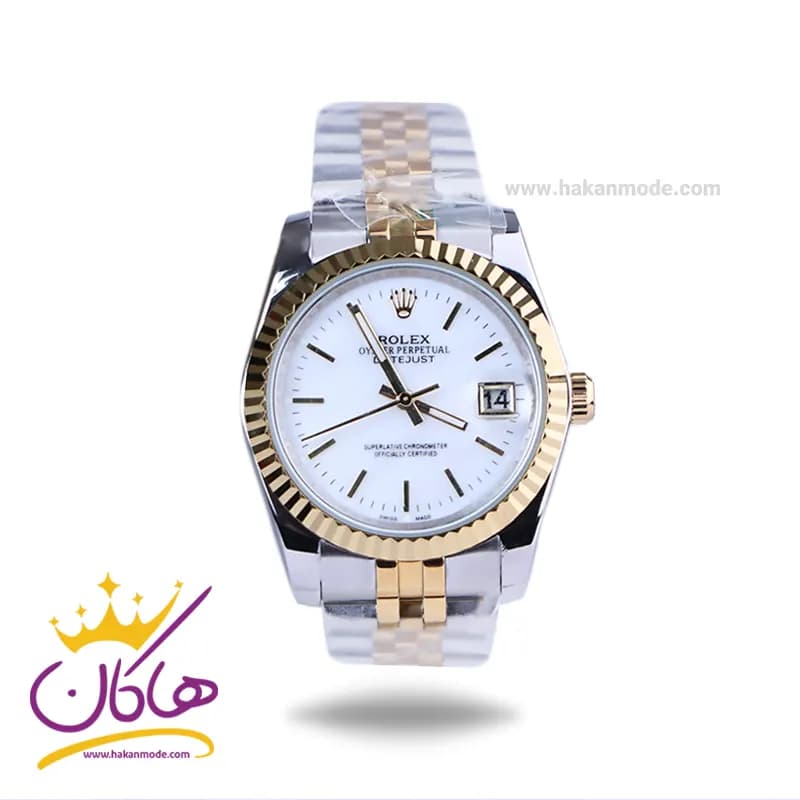 ساعت رولکس مردانه فلزی دیت جاست نقره ای طلایی 4043/47