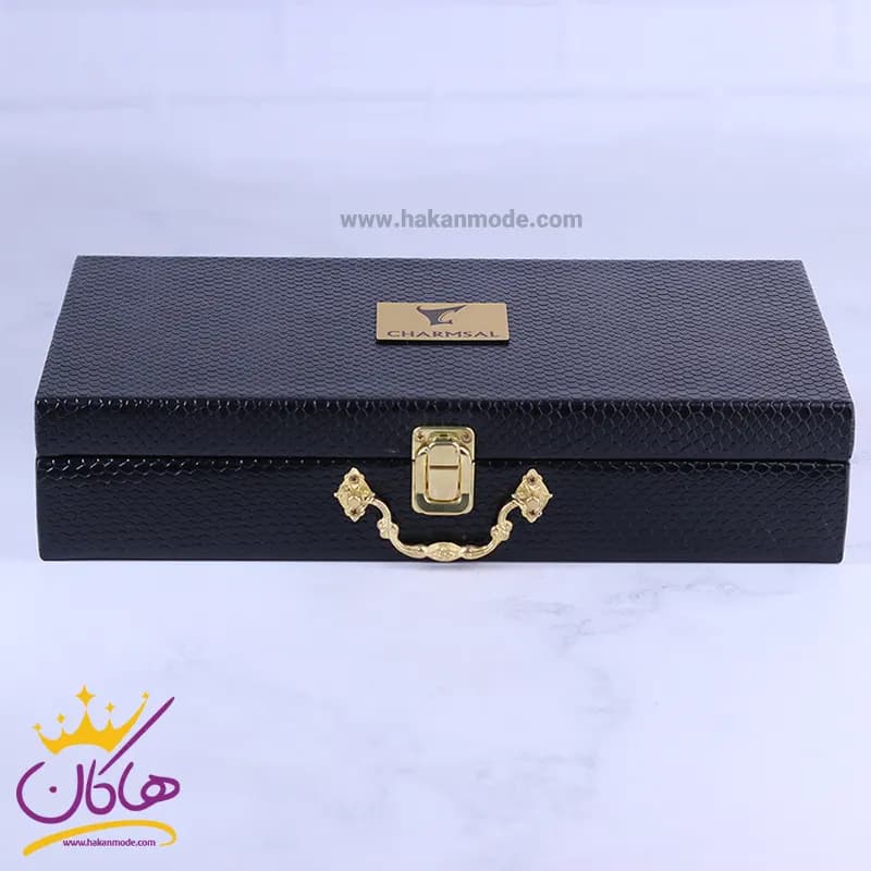 ست کیف چرم و عینک مردانه چرمسال قهوه ای 181/2 — تصویر ۵