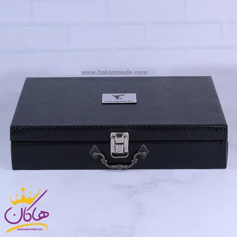 ست کیف کتی چرم و عینک مردانه چرمسال مشکی 182/1 — تصویر ۶