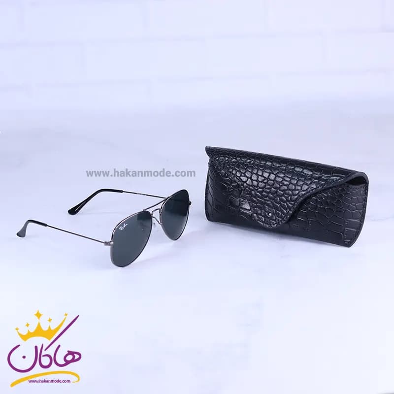 ست کیف کتی چرم و عینک مردانه چرمسال مشکی 182/1 — تصویر ۳
