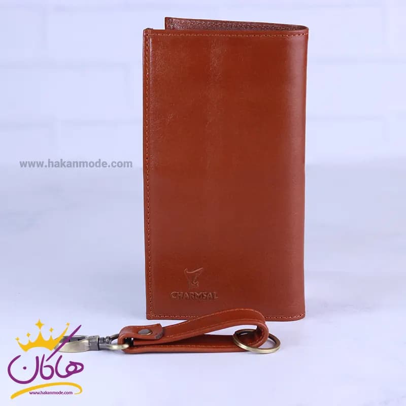 ست کیف کتی چرم و عینک مردانه چرمسال عسلی 180/3 — تصویر ۴