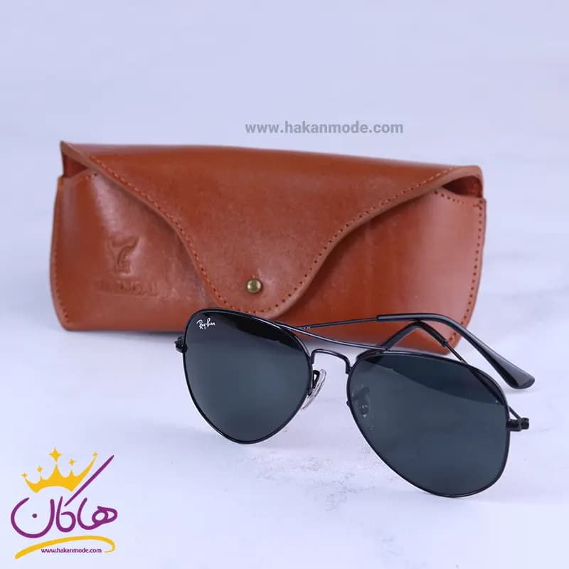 ست کیف کتی چرم و عینک مردانه چرمسال عسلی 180/3 — تصویر ۵